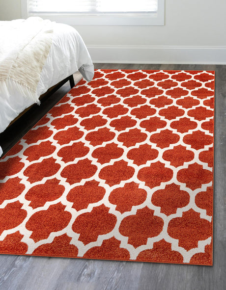 Light Terracotta 8' x 11' Trellis Rectangle Area Rug Geometric Modern Unique Durable Easy Clean Carpet for Contemporary Interior Design for Sale at Rug Engine
