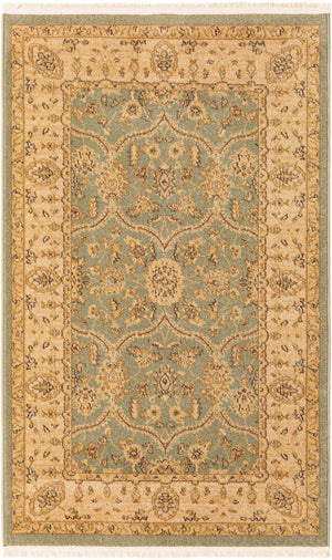 Light Green 3' 1 x 5' 3 Edinburgh Rectangle Area Rug 100% Polypropylene Easy Clean With Cotton Backing Traditional Classic Design Carpet for Living, Dining Room, Office for Sale at Rug Engine