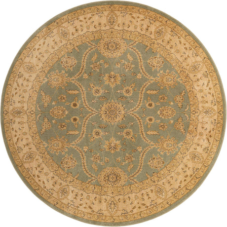 Light Green 8' x 8' Edinburgh Round Area Rug 100% Polypropylene Easy Clean With Cotton Backing Traditional Classic Design Carpet for Living, Dining Room, Office for Sale at Rug Engine