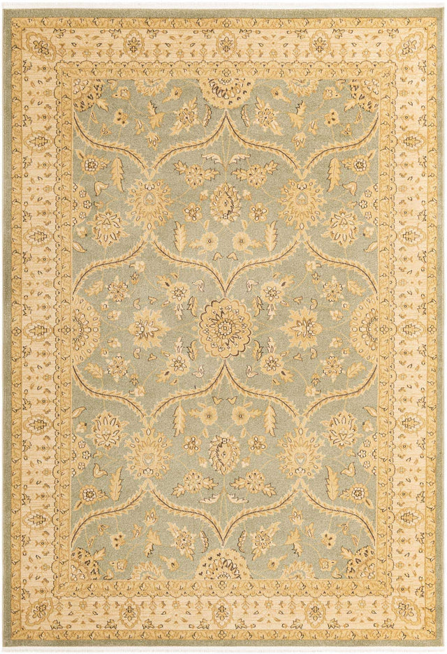 Light Green 7' 1 x 10' Edinburgh Rectangle Area Rug 100% Polypropylene Easy Clean With Cotton Backing Traditional Classic Design Carpet for Living, Dining Room, Office for Sale at Rug Engine
