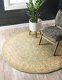 Light Green 6' 1 x 6' 1 Edinburgh Round Area Rug 100% Polypropylene Easy Clean With Cotton Backing Traditional Classic Design Carpet for Living, Dining Room, Office for Sale at Rug Engine