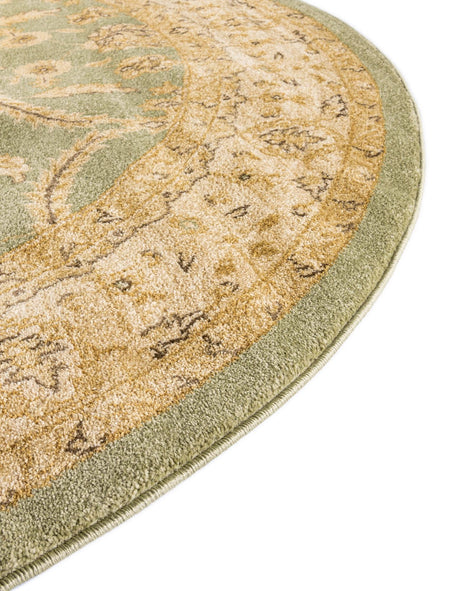 Light Green 6' 1 x 6' 1 Edinburgh Round Area Rug 100% Polypropylene Easy Clean With Cotton Backing Traditional Classic Design Carpet for Living, Dining Room, Office for Sale at Rug Engine