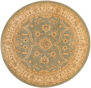 Light Green 6' 1 x 6' 1 Edinburgh Round Area Rug 100% Polypropylene Easy Clean With Cotton Backing Traditional Classic Design Carpet for Living, Dining Room, Office for Sale at Rug Engine