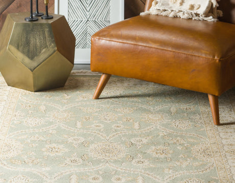Light Green 7' 1 x 10' Edinburgh Rectangle Area Rug 100% Polypropylene Easy Clean With Cotton Backing Traditional Classic Design Carpet for Living, Dining Room, Office for Sale at Rug Engine