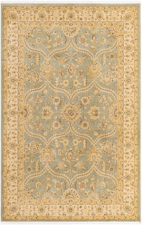 Light Green 5' 1 x 8' Edinburgh Rectangle Area Rug 100% Polypropylene Easy Clean With Cotton Backing Traditional Classic Design Carpet for Living, Dining Room, Office for Sale at Rug Engine