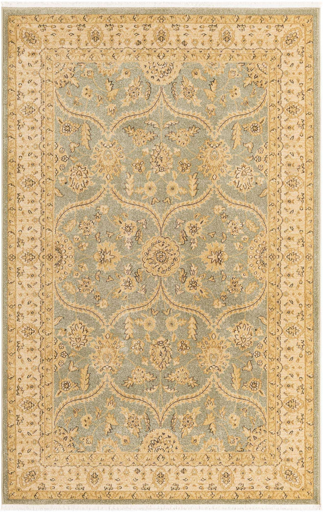 Light Green 5' 1 x 8' Edinburgh Rectangle Area Rug 100% Polypropylene Easy Clean With Cotton Backing Traditional Classic Design Carpet for Living, Dining Room, Office for Sale at Rug Engine