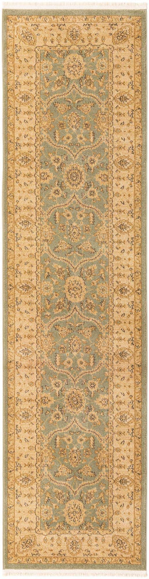 Light Green 2' 7 x 10' Edinburgh Runner Area Rug 100% Polypropylene Easy Clean With Cotton Backing Traditional Classic Design Carpet for Living, Dining Room, Office for Sale at Rug Engine