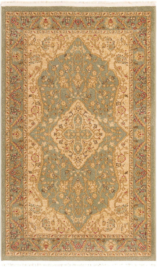 Light Green 3' 1 x 5' 3 Edinburgh Rectangle Area Rug 100% Polypropylene Easy Clean With Cotton Backing Traditional Classic Design Carpet for Living, Dining Room, Office for Sale at Rug Engine