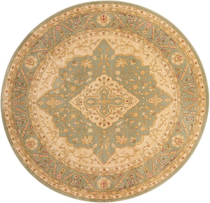 Light Green 8' x 8' Edinburgh Round Area Rug 100% Polypropylene Easy Clean With Cotton Backing Traditional Classic Design Carpet for Living, Dining Room, Office for Sale at Rug Engine