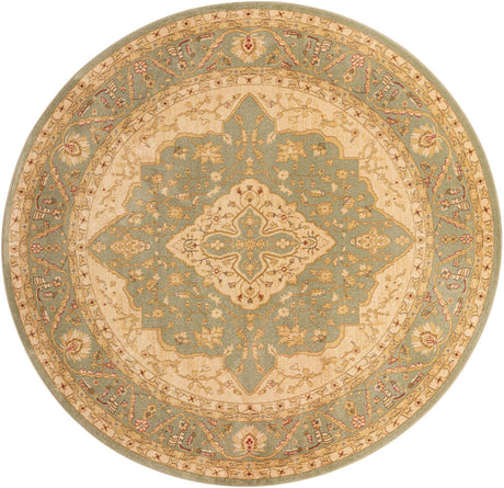 Light Green 8' x 8' Edinburgh Round Area Rug 100% Polypropylene Easy Clean With Cotton Backing Traditional Classic Design Carpet for Living, Dining Room, Office for Sale at Rug Engine