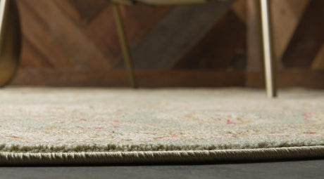 Light Green 6' 1 x 6' 1 Edinburgh Round Area Rug 100% Polypropylene Easy Clean With Cotton Backing Traditional Classic Design Carpet for Living, Dining Room, Office for Sale at Rug Engine