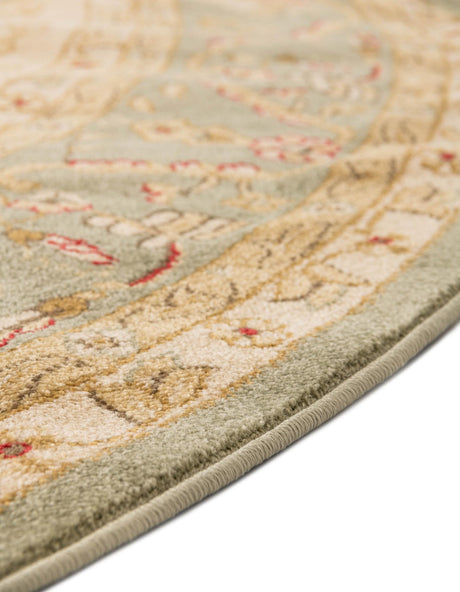 Light Green 8' x 8' Edinburgh Round Area Rug 100% Polypropylene Easy Clean With Cotton Backing Traditional Classic Design Carpet for Living, Dining Room, Office for Sale at Rug Engine