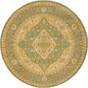 Light Green 6' 1 x 6' 1 Edinburgh Round Area Rug 100% Polypropylene Easy Clean With Cotton Backing Traditional Classic Design Carpet for Living, Dining Room, Office for Sale at Rug Engine
