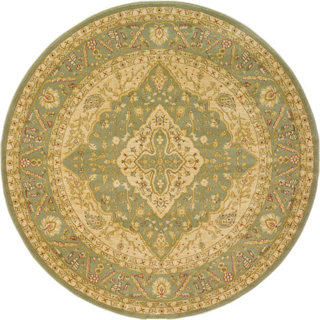 Light Green 6' 1 x 6' 1 Edinburgh Round Area Rug 100% Polypropylene Easy Clean With Cotton Backing Traditional Classic Design Carpet for Living, Dining Room, Office for Sale at Rug Engine