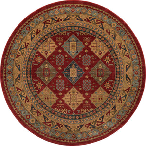 Red 8' x 8' Sahand Round Area Rug Affordable Easy Clean Traditional Design Durable Carpet for Home Interior Design Living Room Dining Office for Sale at Rug Engine