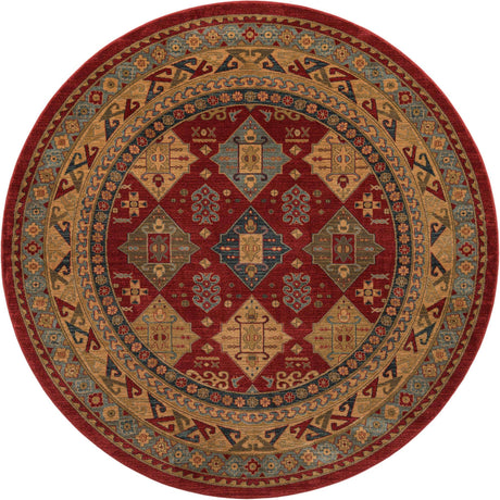 Red 8' x 8' Sahand Round Area Rug Affordable Easy Clean Traditional Design Durable Carpet for Home Interior Design Living Room Dining Office for Sale at Rug Engine