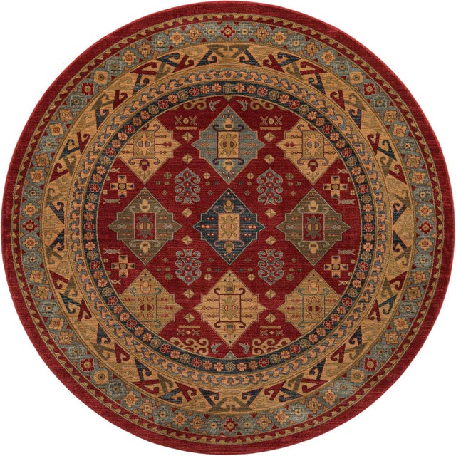 Red 8' x 8' Sahand Round Area Rug Affordable Easy Clean Traditional Design Durable Carpet for Home Interior Design Living Room Dining Office for Sale at Rug Engine