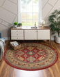 Red 6' 1 x 6' 1 Sahand Round Area Rug Affordable Easy Clean Traditional Design Durable Carpet for Home Interior Design Living Room Dining Office for Sale at Rug Engine