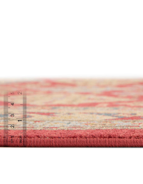 Red 6' 1 x 6' 1 Sahand Round Area Rug Affordable Easy Clean Traditional Design Durable Carpet for Home Interior Design Living Room Dining Office for Sale at Rug Engine
