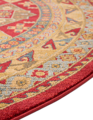 Red 6' 1 x 6' 1 Sahand Round Area Rug Affordable Easy Clean Traditional Design Durable Carpet for Home Interior Design Living Room Dining Office for Sale at Rug Engine