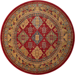 Red 6' 1 x 6' 1 Sahand Round Area Rug Affordable Easy Clean Traditional Design Durable Carpet for Home Interior Design Living Room Dining Office for Sale at Rug Engine