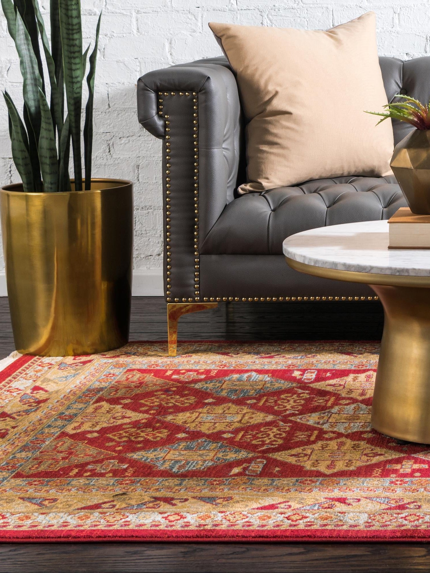 Red 7' 1 x 10' Sahand Rectangle Area Rug Affordable Easy Clean Traditional Design Durable Carpet for Home Interior Design Living Room Dining Office for Sale at Rug Engine