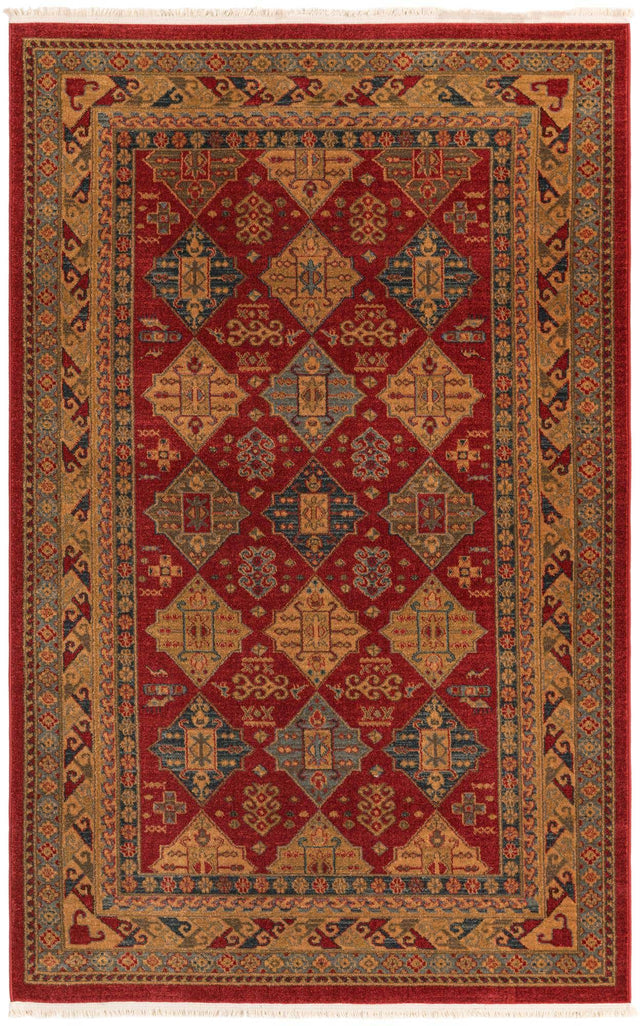 Red 5' 1 x 8' Sahand Rectangle Area Rug Affordable Easy Clean Traditional Design Durable Carpet for Home Interior Design Living Room Dining Office for Sale at Rug Engine