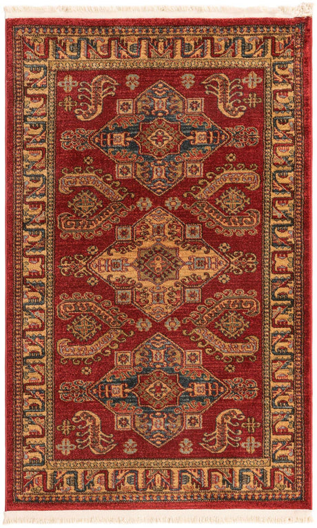 Red 3' 1 x 5' 3 Sahand Rectangle Area Rug Affordable Easy Clean Traditional Design Durable Carpet for Home Interior Design Living Room Dining Office for Sale at Rug Engine