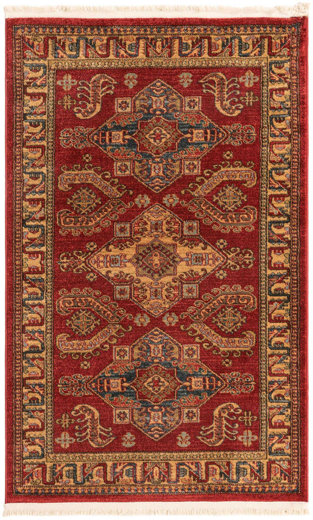 Red 3' 1 x 5' 3 Sahand Rectangle Area Rug Affordable Easy Clean Traditional Design Durable Carpet for Home Interior Design Living Room Dining Office for Sale at Rug Engine