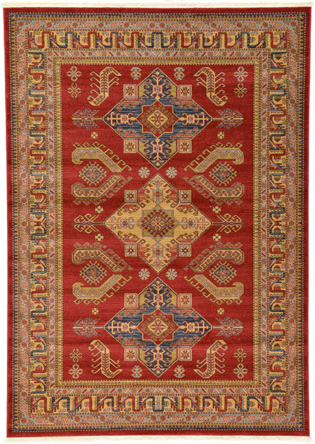 Red 7' 1 x 10' Sahand Rectangle Area Rug Affordable Easy Clean Traditional Design Durable Carpet for Home Interior Design Living Room Dining Office for Sale at Rug Engine