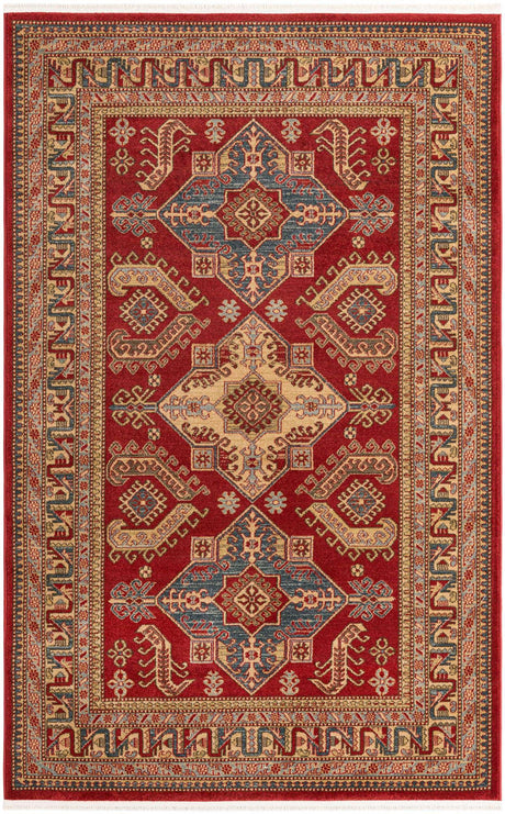 Red 5' 1 x 8' Sahand Rectangle Area Rug Affordable Easy Clean Traditional Design Durable Carpet for Home Interior Design Living Room Dining Office for Sale at Rug Engine