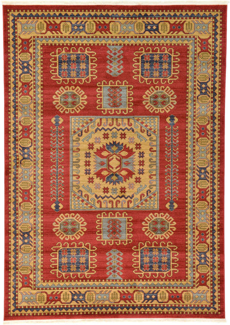 Red 7' 1 x 10' Sahand Rectangle Area Rug Affordable Easy Clean Traditional Design Durable Carpet for Home Interior Design Living Room Dining Office for Sale at Rug Engine