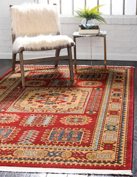 Red 8' x 11' Sahand Rectangle Area Rug Affordable Easy Clean Traditional Design Durable Carpet for Home Interior Design Living Room Dining Office for Sale at Rug Engine