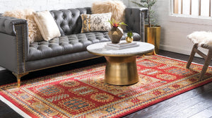Red 5' 1 x 8' Sahand Rectangle Area Rug Affordable Easy Clean Traditional Design Durable Carpet for Home Interior Design Living Room Dining Office for Sale at Rug Engine