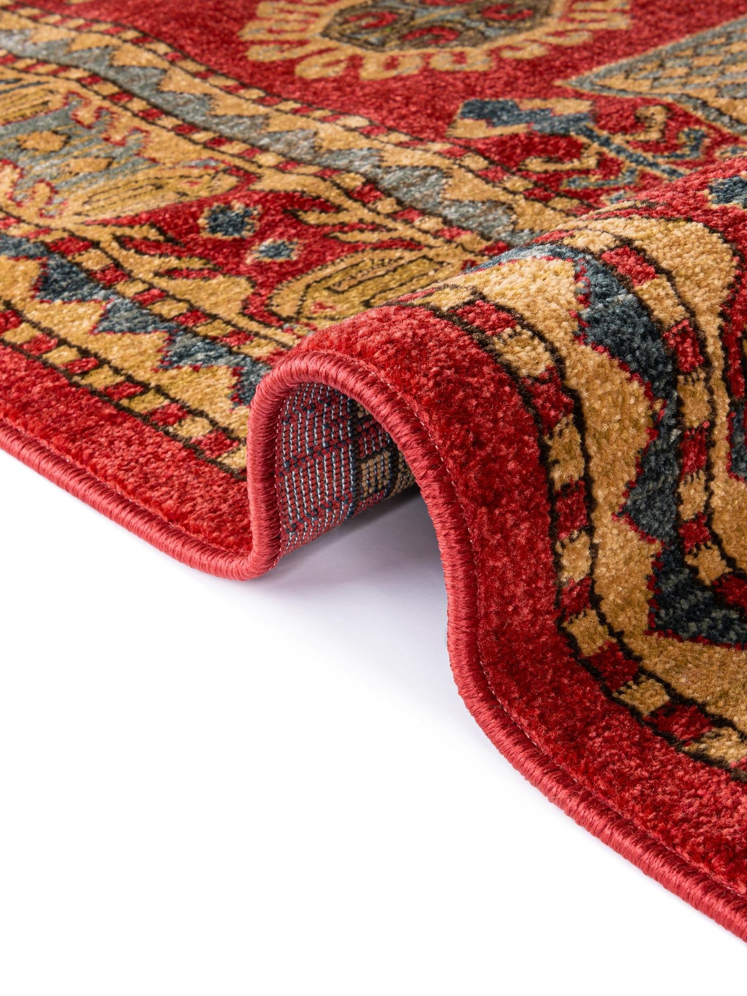 Red 5' 1 x 8' Sahand Rectangle Area Rug Affordable Easy Clean Traditional Design Durable Carpet for Home Interior Design Living Room Dining Office for Sale at Rug Engine