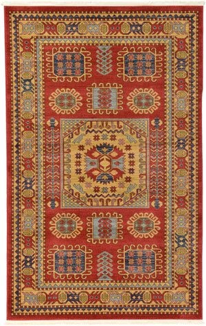 Red 5' 1 x 8' Sahand Rectangle Area Rug Affordable Easy Clean Traditional Design Durable Carpet for Home Interior Design Living Room Dining Office for Sale at Rug Engine