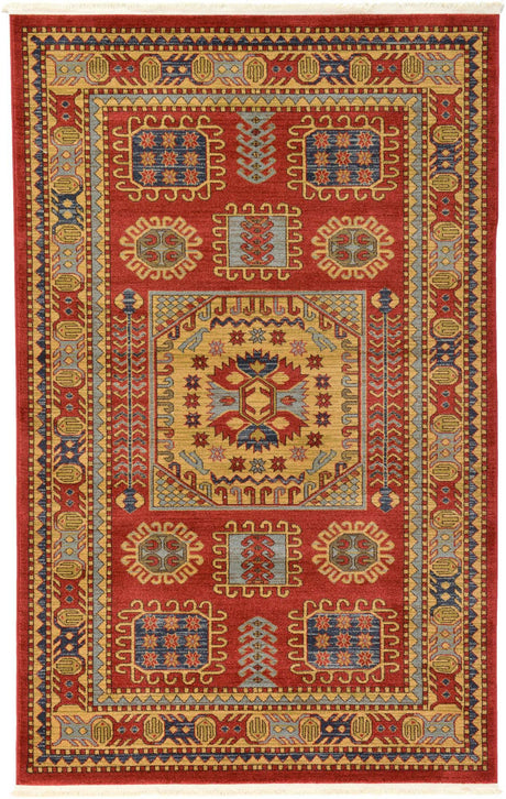 Red 5' 1 x 8' Sahand Rectangle Area Rug Affordable Easy Clean Traditional Design Durable Carpet for Home Interior Design Living Room Dining Office for Sale at Rug Engine