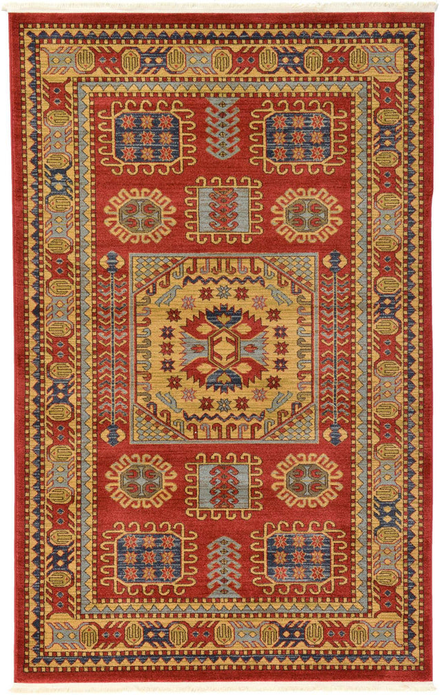 Red 5' 1 x 8' Sahand Rectangle Area Rug Affordable Easy Clean Traditional Design Durable Carpet for Home Interior Design Living Room Dining Office for Sale at Rug Engine