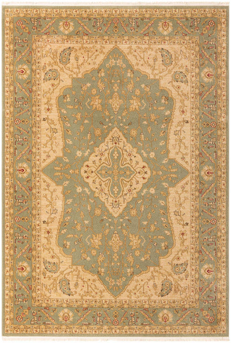 Light Green 7' 1 x 10' Edinburgh Rectangle Area Rug 100% Polypropylene Easy Clean With Cotton Backing Traditional Classic Design Carpet for Living, Dining Room, Office for Sale at Rug Engine