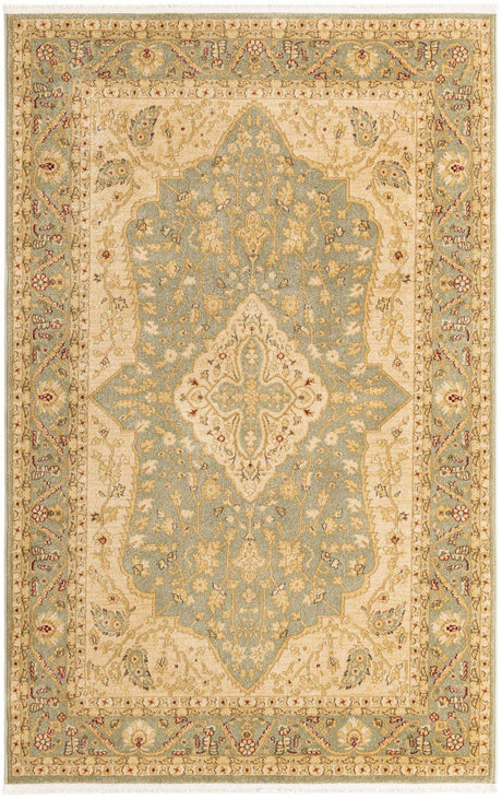 Light Green 5' 1 x 8' Edinburgh Rectangle Area Rug 100% Polypropylene Easy Clean With Cotton Backing Traditional Classic Design Carpet for Living, Dining Room, Office for Sale at Rug Engine