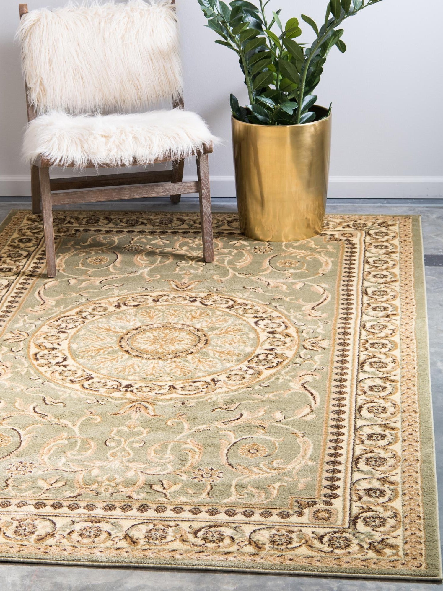 Light Green 2' x 3' 1 Versailles Rectangle Area Rug Classic Traditional Motif Indoor Carpet for Hallways, Dining Rooms, Bedrooms, Living Room, Office for Sale at Rug Engine
