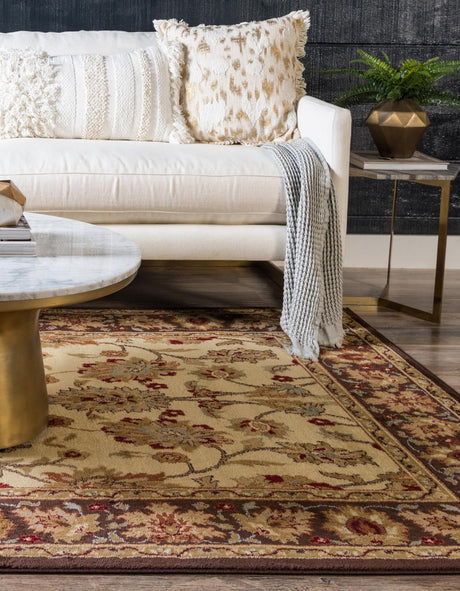 Cream 7' 1 x 10' Voyage Rectangle Area Rug Persian Inspired Classic Traditional Design Durable Carpet Mat for Home Interior Design for Sale at Rug Engine