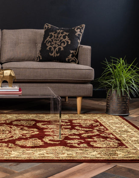 Red 5' 3 x 8' Voyage Rectangle Area Rug Persian Inspired Classic Traditional Design Durable Carpet Mat for Home Interior Design for Sale at Rug Engine