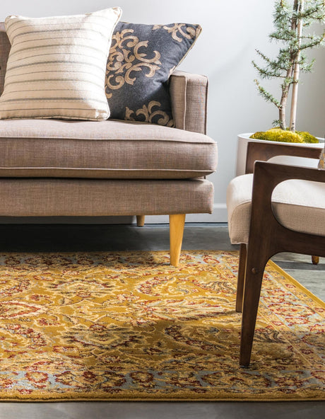 Dark Yellow 3' 3 x 5' 3 Voyage Rectangle Area Rug Persian Inspired Classic Traditional Design Durable Carpet Mat for Home Interior Design for Sale at Rug Engine