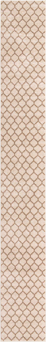 Beige and Light Brown 2' 7 x 19' 8 Trellis Runner Area Rug