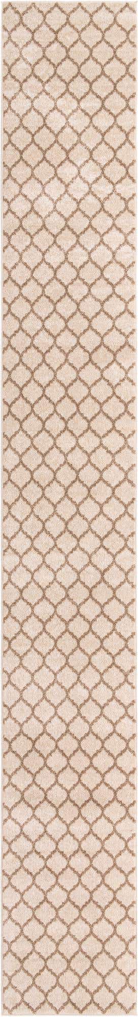 Beige and Light Brown 2' 7 x 19' 8 Trellis Runner Area Rug