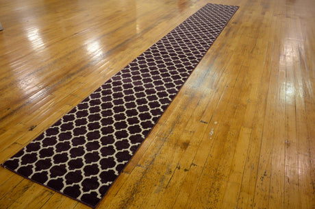 Purple 2' 7 x 19' 8 Trellis Runner Area Rug Geometric Modern Unique Durable Easy Clean Carpet for Contemporary Interior Design for Sale at Rug Engine