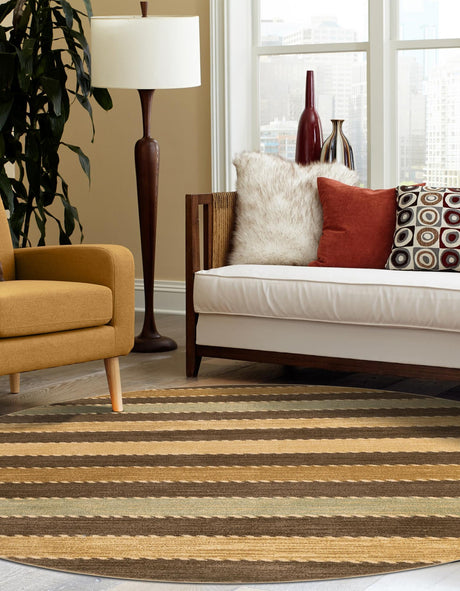 Brown 8' x 8' Fars Round Area Rug 100% Polypropylene Unique Traditional Carpet for Classical Living, Dining Room & Office Spaces for Sale at Rug Engine