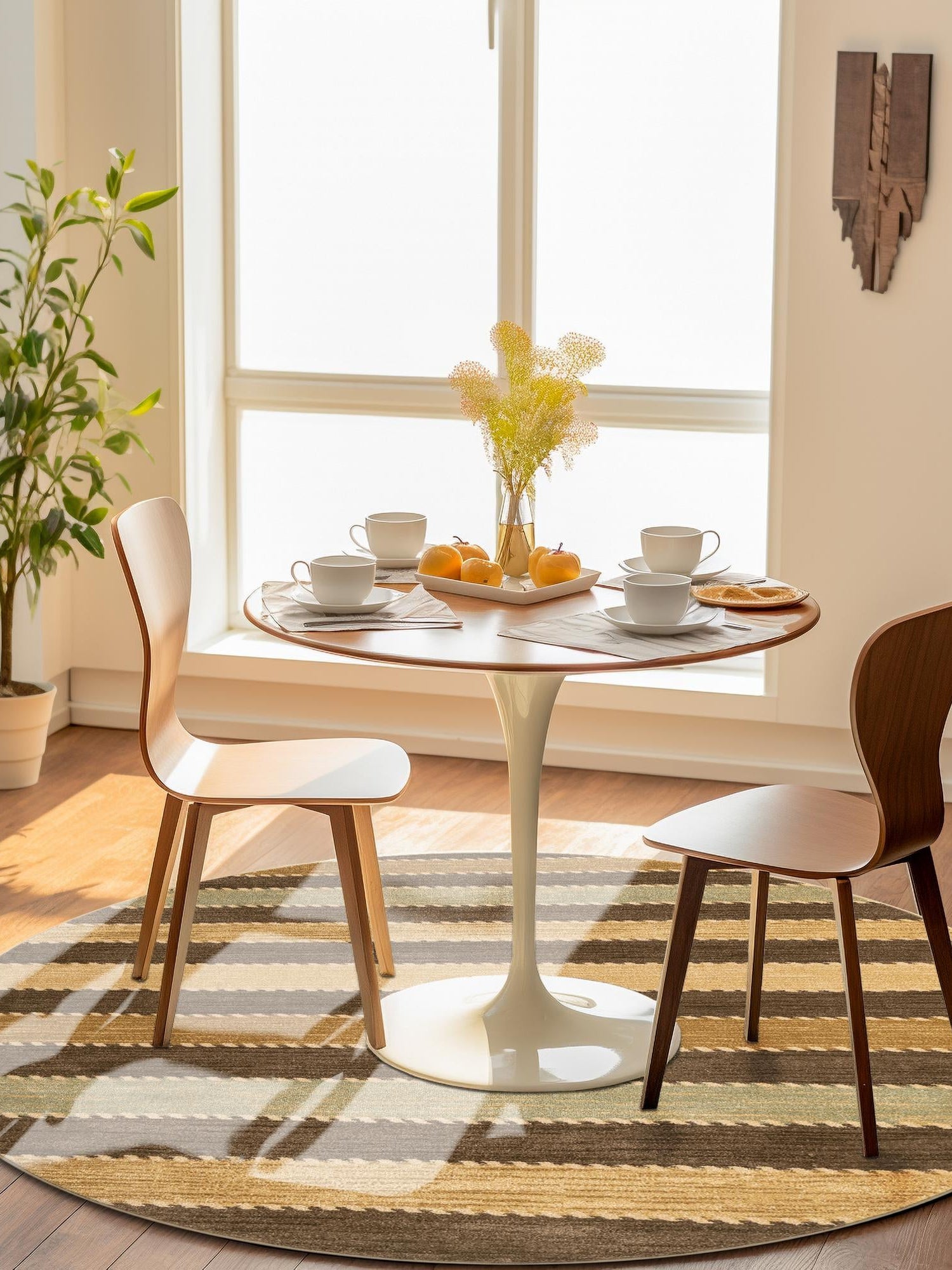 Brown 8' x 8' Fars Round Area Rug 100% Polypropylene Unique Traditional Carpet for Classical Living, Dining Room & Office Spaces for Sale at Rug Engine