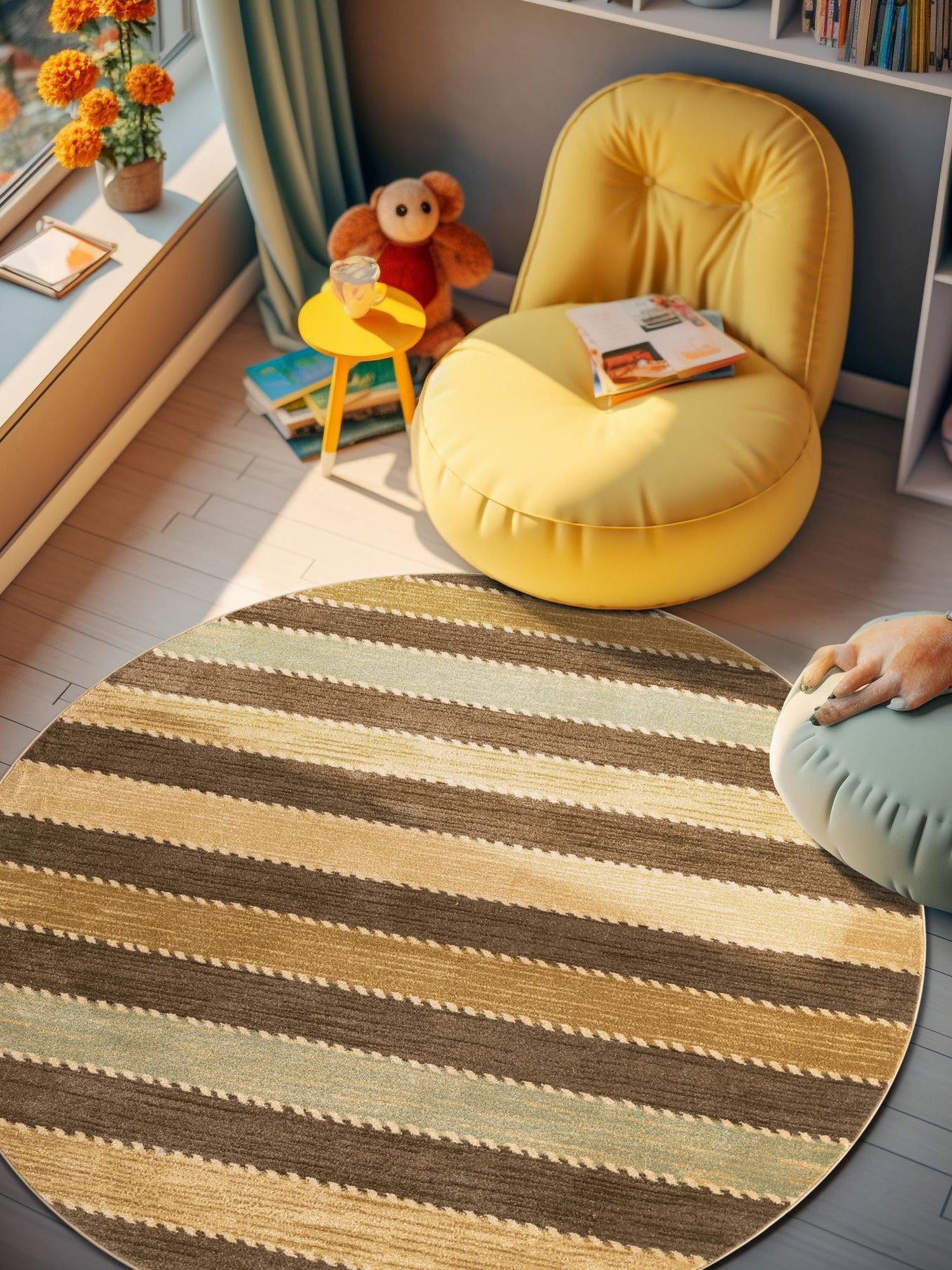 Brown 8' x 8' Fars Round Area Rug 100% Polypropylene Unique Traditional Carpet for Classical Living, Dining Room & Office Spaces for Sale at Rug Engine